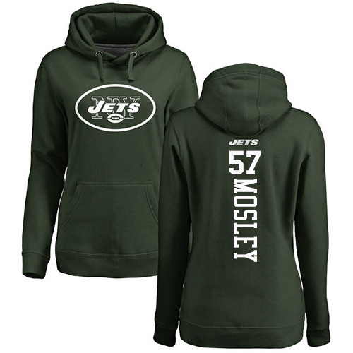 New York Jets Green Women C.J. Mosley Backer NFL Football #57 Pullover Hoodie Sweatshirts->women nfl jersey->Women Jersey